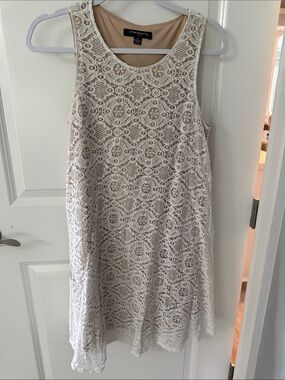 Sharagano Cream Lace A-Line Mini Dress